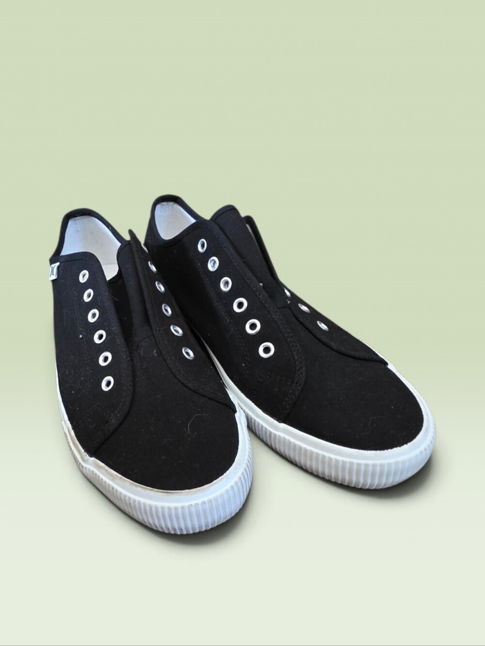 Hurley Chloe Black Slip-On Canvas Sneakers with White Sole, Ladies 9M